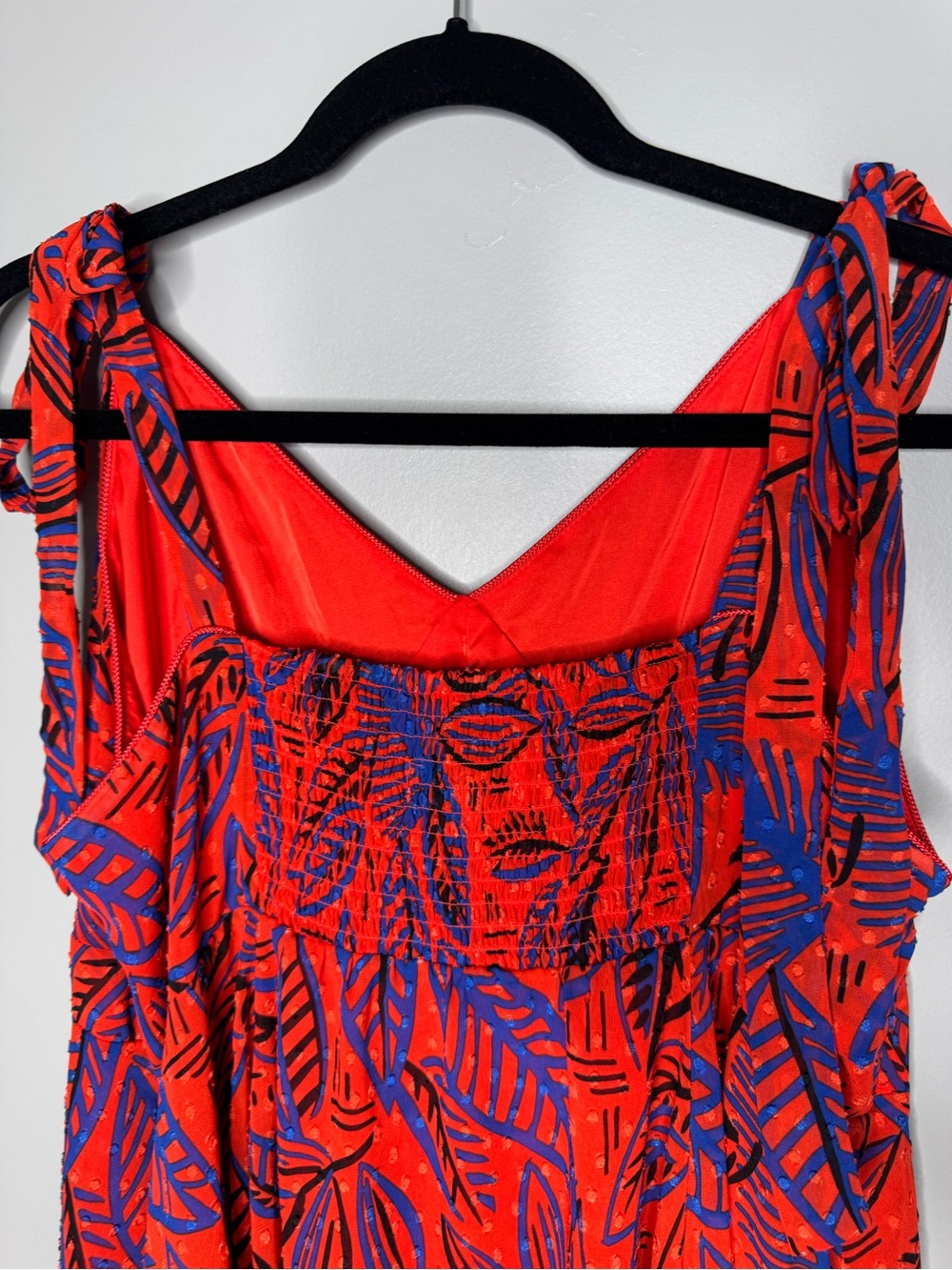 Alexis for Target red and blue tropical leaf print Asymmetrical hem dress formal - Picture 4 of 9